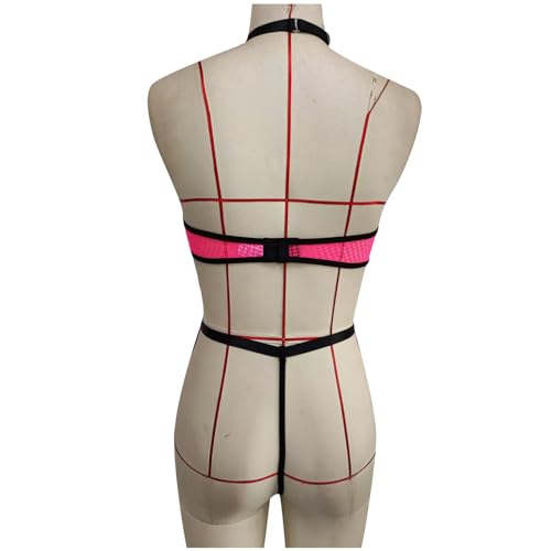 Women Lingerie Set 2 Piece Halter Bra and Metal Chain Thong See Through Lingerie Set Sexy Babydoll Teddy Nightwear