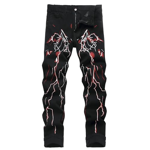 Men's Slim-fit Stretch Denim Jeans Featuring a Ripped Stretch Regular Pants