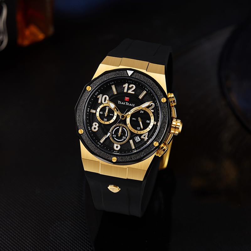 Watches for Men Analog Quartz Waterproof Sport Men’s Watch Tonneau Chronograph Luminous Fashionable Unique Casual Watch with Silicone Strap