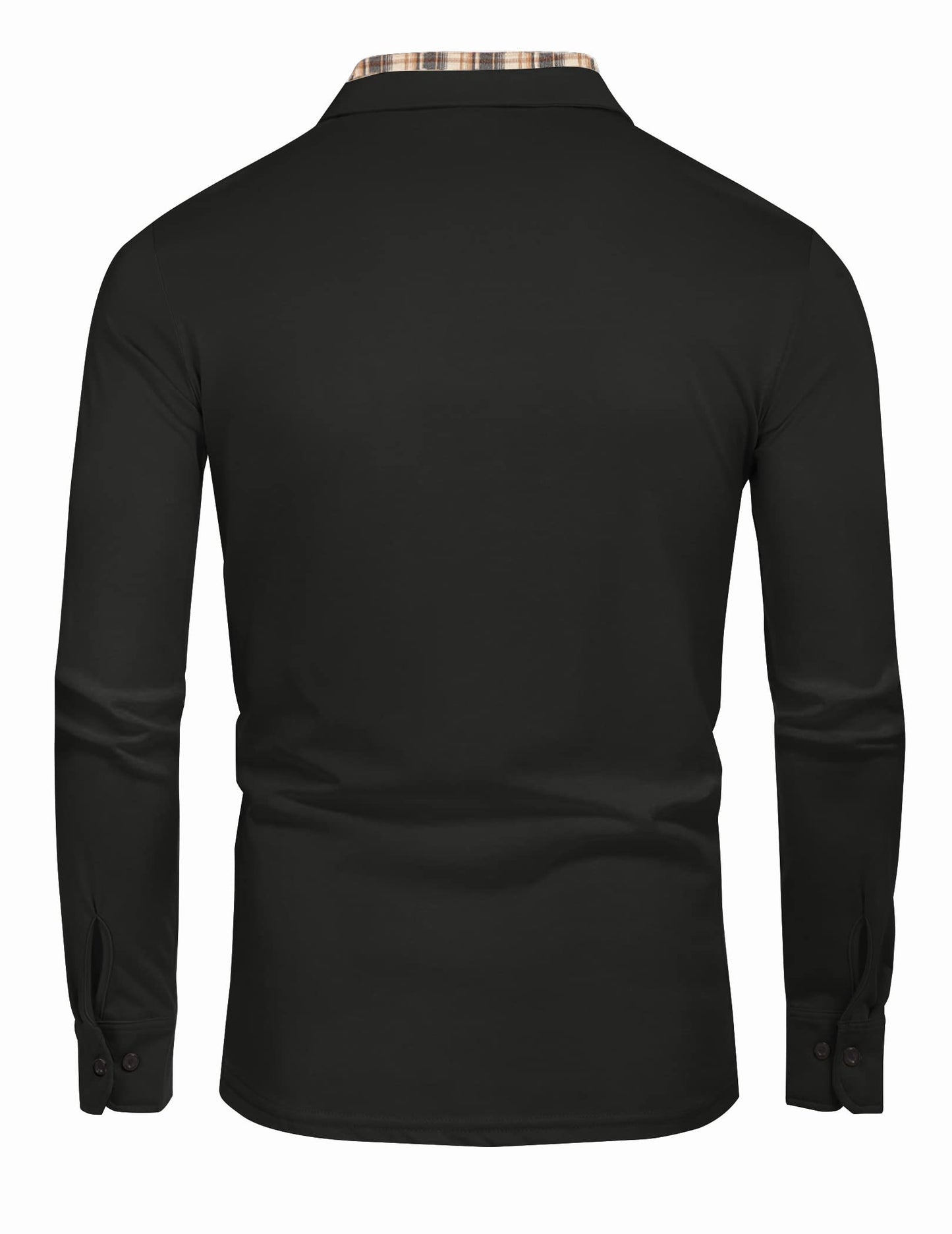COOFANDY Men's Casual Polo Shirt Long Sleeve Classic Plaid Button Tees with Pockets