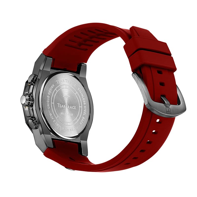 Watches for Men Analog Quartz Waterproof Sport Men’s Watch Tonneau Chronograph Luminous Fashionable Unique Casual Watch with Silicone Strap
