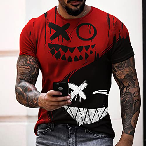 Men's Muscle Fitness Short Sleeve Printed Personalized Fashion Sweatshirt Fashionable T-Shirt