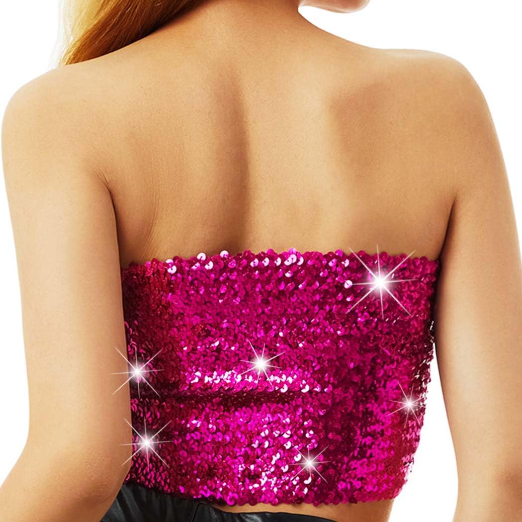 Nicute Sequin Tube Top Sparkly Crop Tops for Women