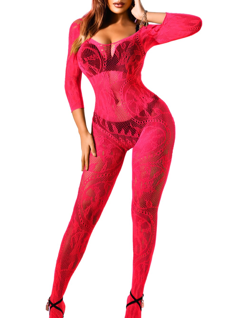 Women Sexy Body Stockings, Fishnet Bodysuit Glow Party Rave, Exotic Dancer Wear Fishnets Lingerie Outfits Plus Size