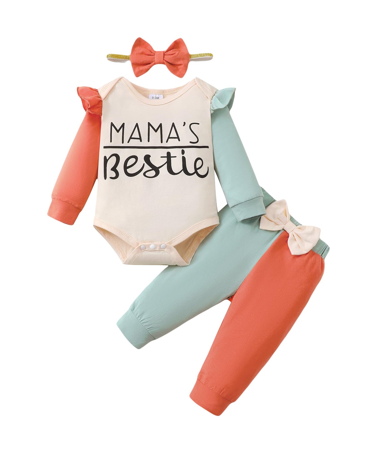 Mioglrie Baby Girl Clothes Newborn Girl Fall Winter Outfits Pants Set Preemie Clothing Headband 0 3 6 12 18 Months