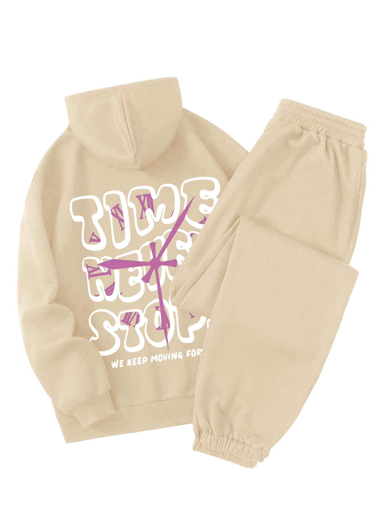 SOLY HUX Women's 2 Piece Outfits Letter Graphic Drawstring Long Sleeve Hoodies Sweatshirt and Sweatpants Set