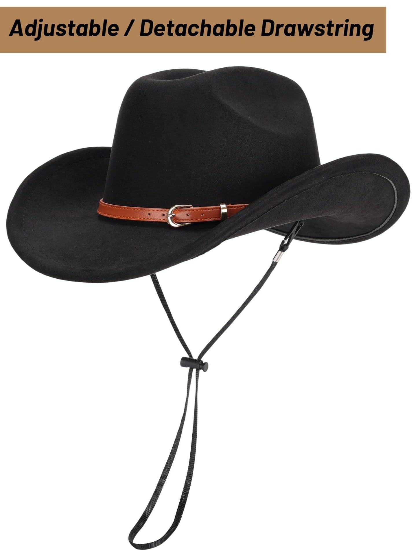 Ibeauti Cowboy Hat with Fringed Bandana Set for Women Wide Brim Western Cowgirl Hat Paisley Head Wrap Scarf