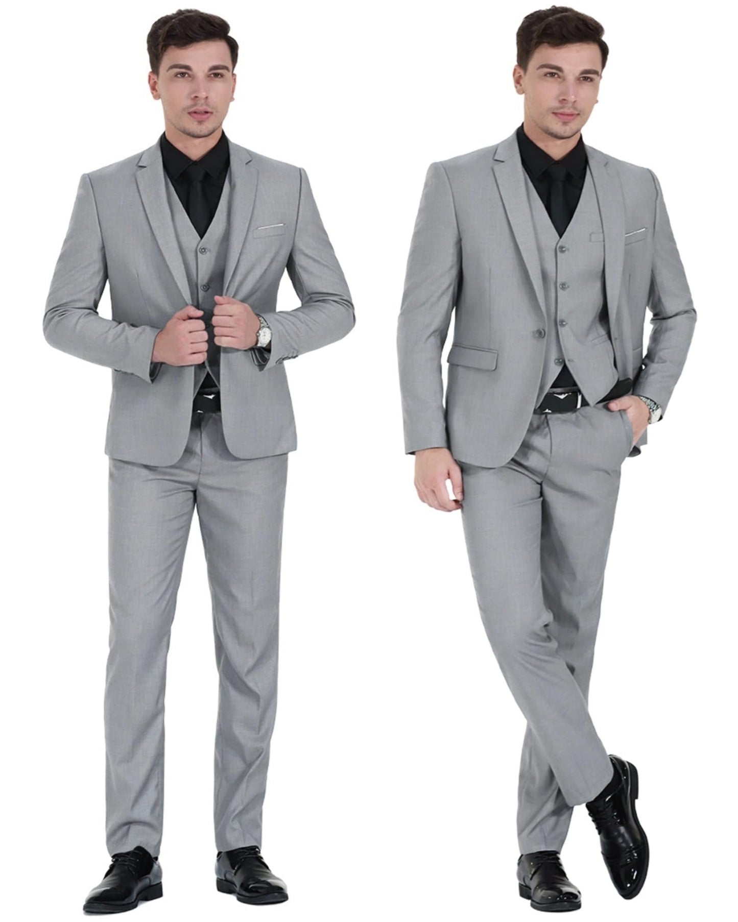 Cloudstyle Mens 3-Piece Suit Notched Lapel One Button Slim Fit Formal Jacket Vest Pants Set