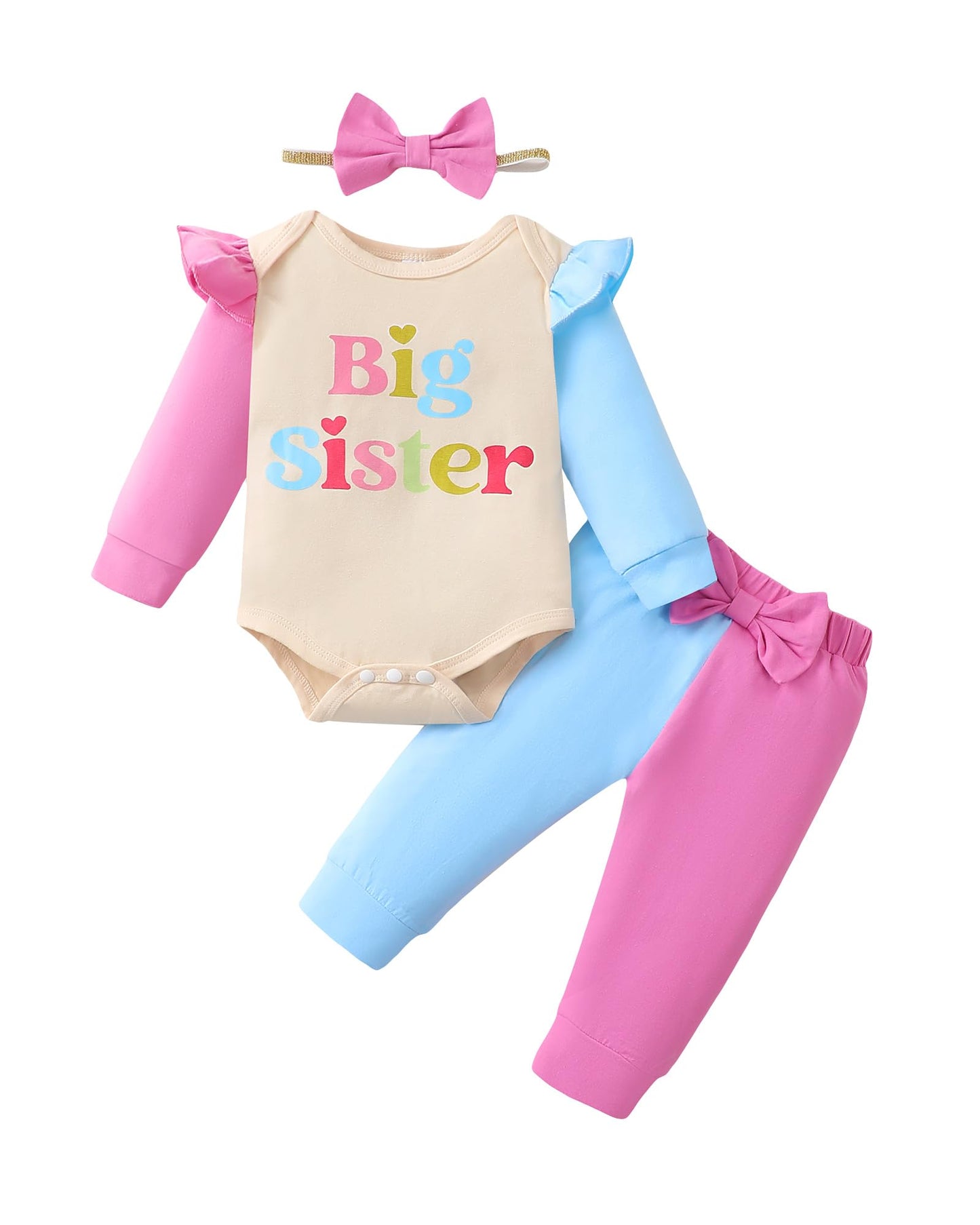 Mioglrie Baby Girl Clothes Newborn Girl Fall Winter Outfits Pants Set Preemie Clothing Headband 0 3 6 12 18 Months