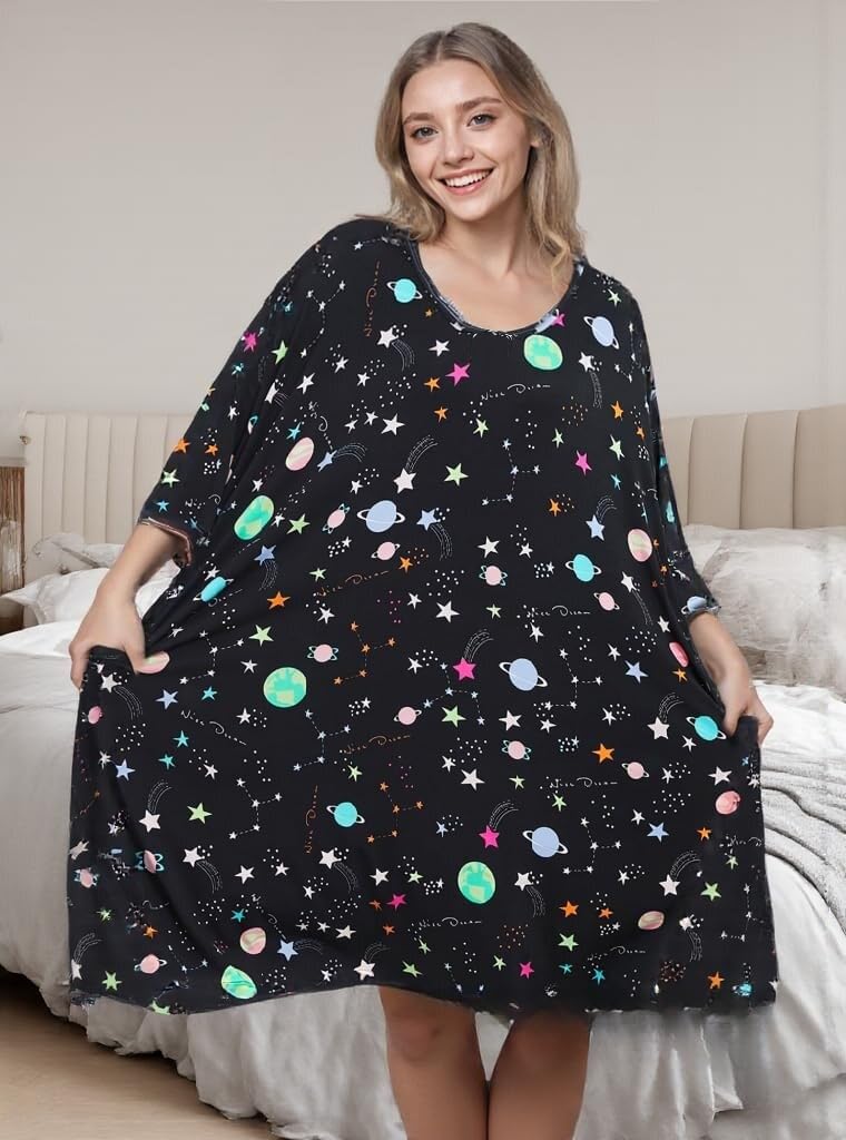 Plus Size Moo Moos for Women Oversized Sleep Shirts for Women Oversized Nightgown with Pocket Fit S-5XL
