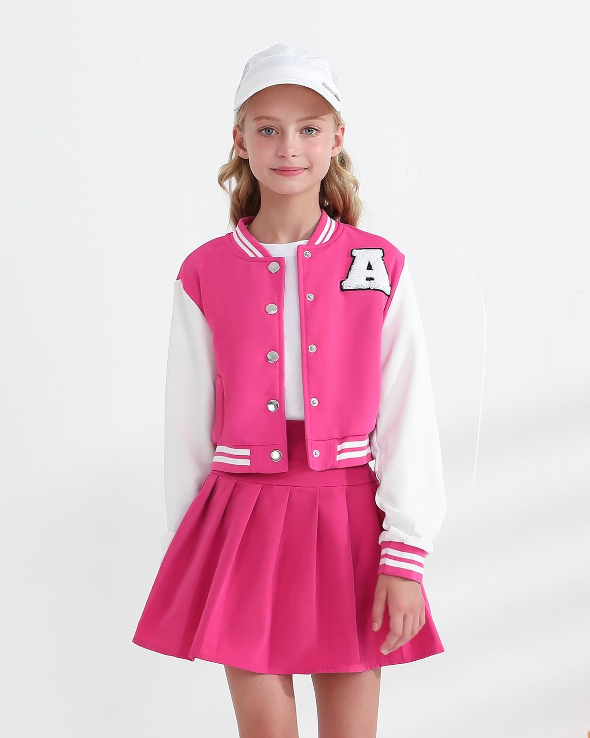 Girls 2 Piece Outfits Skirt Set Button up Jacket Sweatshirt and Pleated Mini Skirts Fall Winter Clothes Size 7-14Y