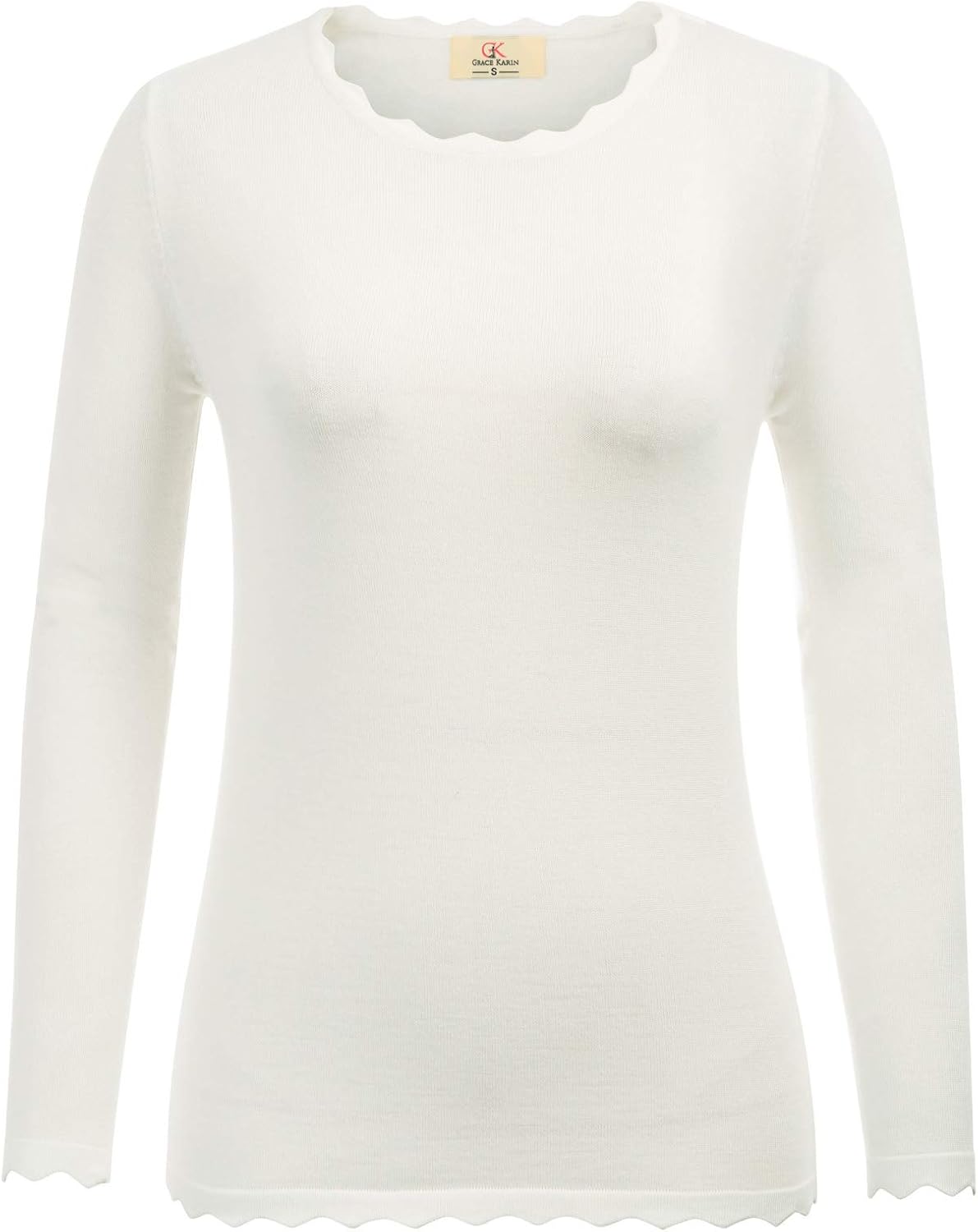 GRACE KARIN Women's High Stretchy Long Sleeve Pullover Sweater Blouse Top