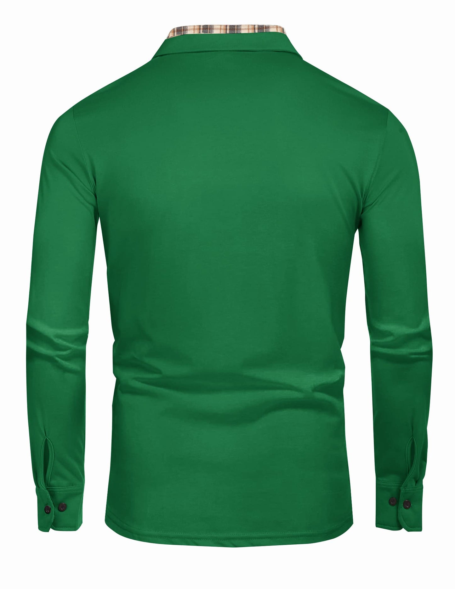 COOFANDY Men's Casual Polo Shirt Long Sleeve Classic Plaid Button Tees with Pockets