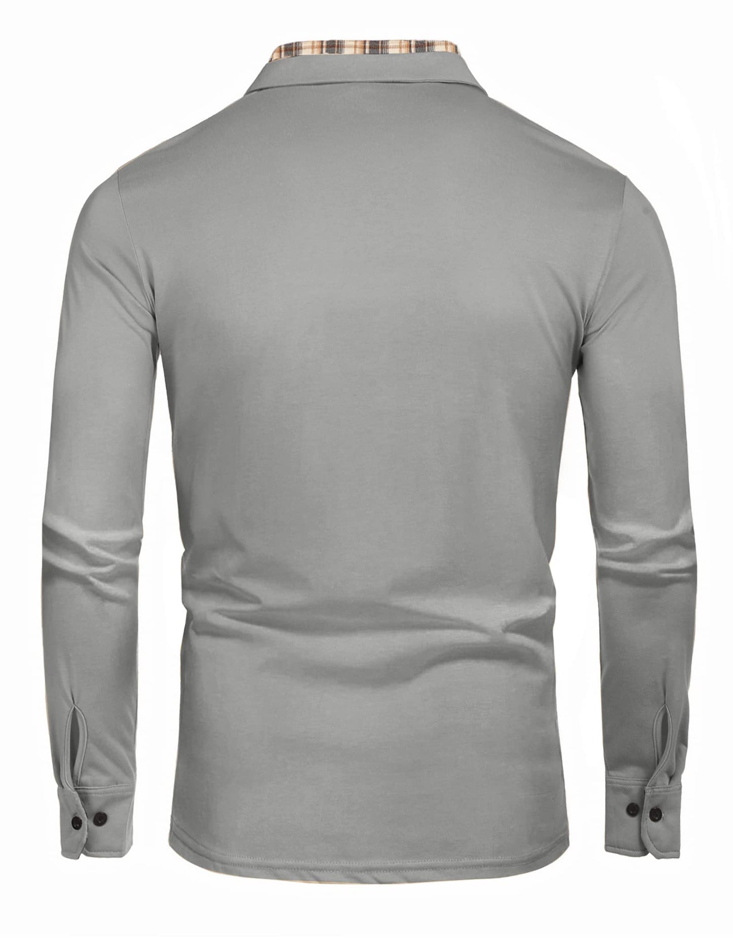 COOFANDY Men's Casual Polo Shirt Long Sleeve Classic Plaid Button Tees with Pockets