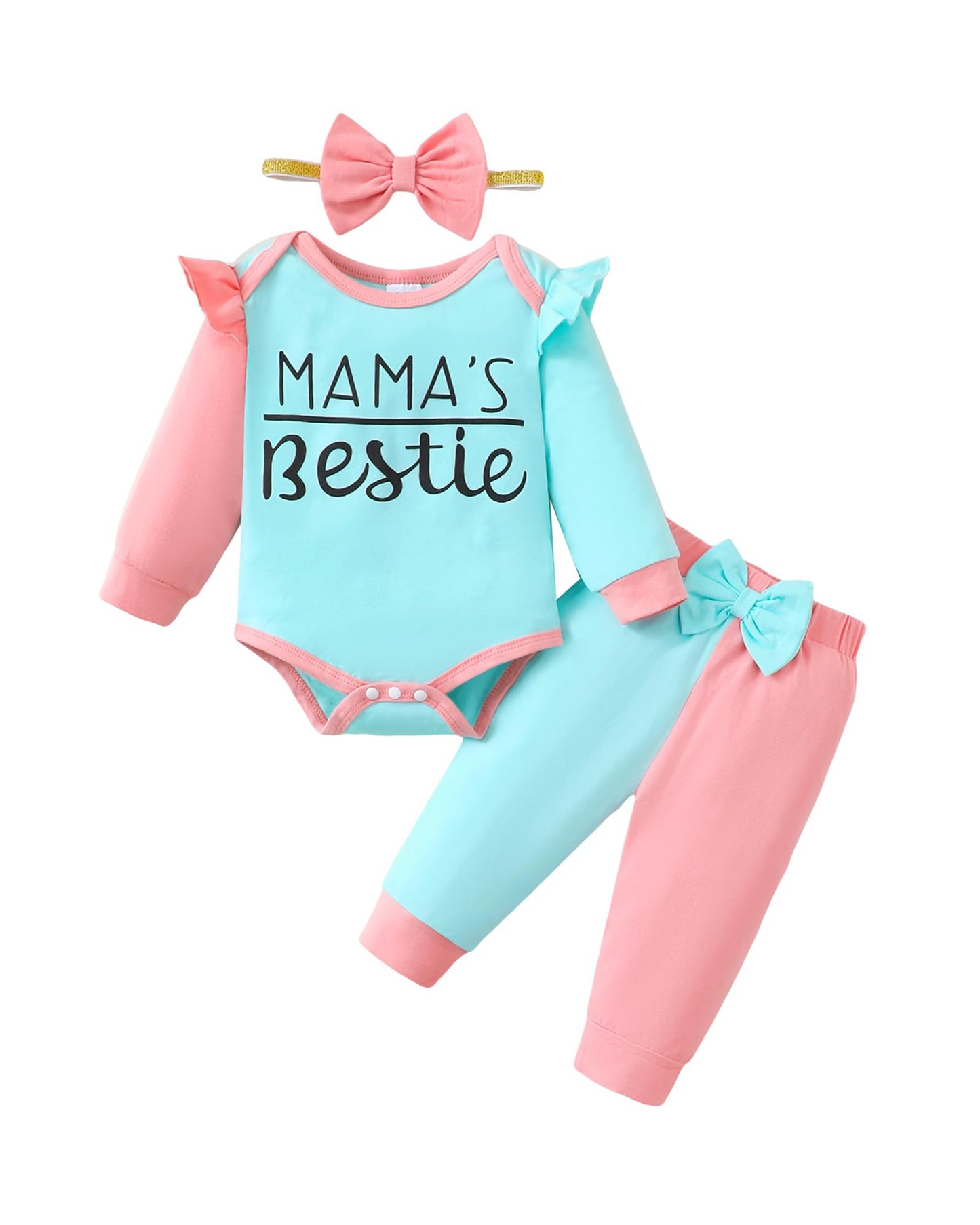 Mioglrie Baby Girl Clothes Newborn Girl Fall Winter Outfits Pants Set Preemie Clothing Headband 0 3 6 12 18 Months
