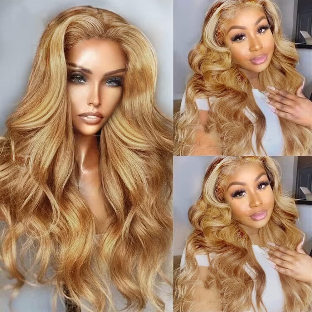 MEGOOD 200% Density Reddish Brown Deep Wave Lace Front Wigs Human Hair 13x4 HD Transparent Curly Human Hair Wig Pre Plucked 13X4 Ginger Wig Human Hair Glueless Colored Wigs With Baby Hair 18inch