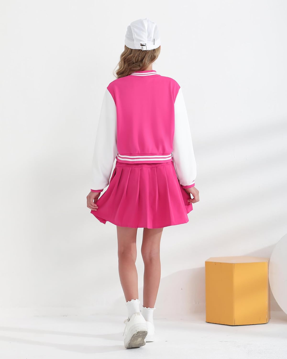 Girls 2 Piece Outfits Skirt Set Button up Jacket Sweatshirt and Pleated Mini Skirts Fall Winter Clothes Size 7-14Y