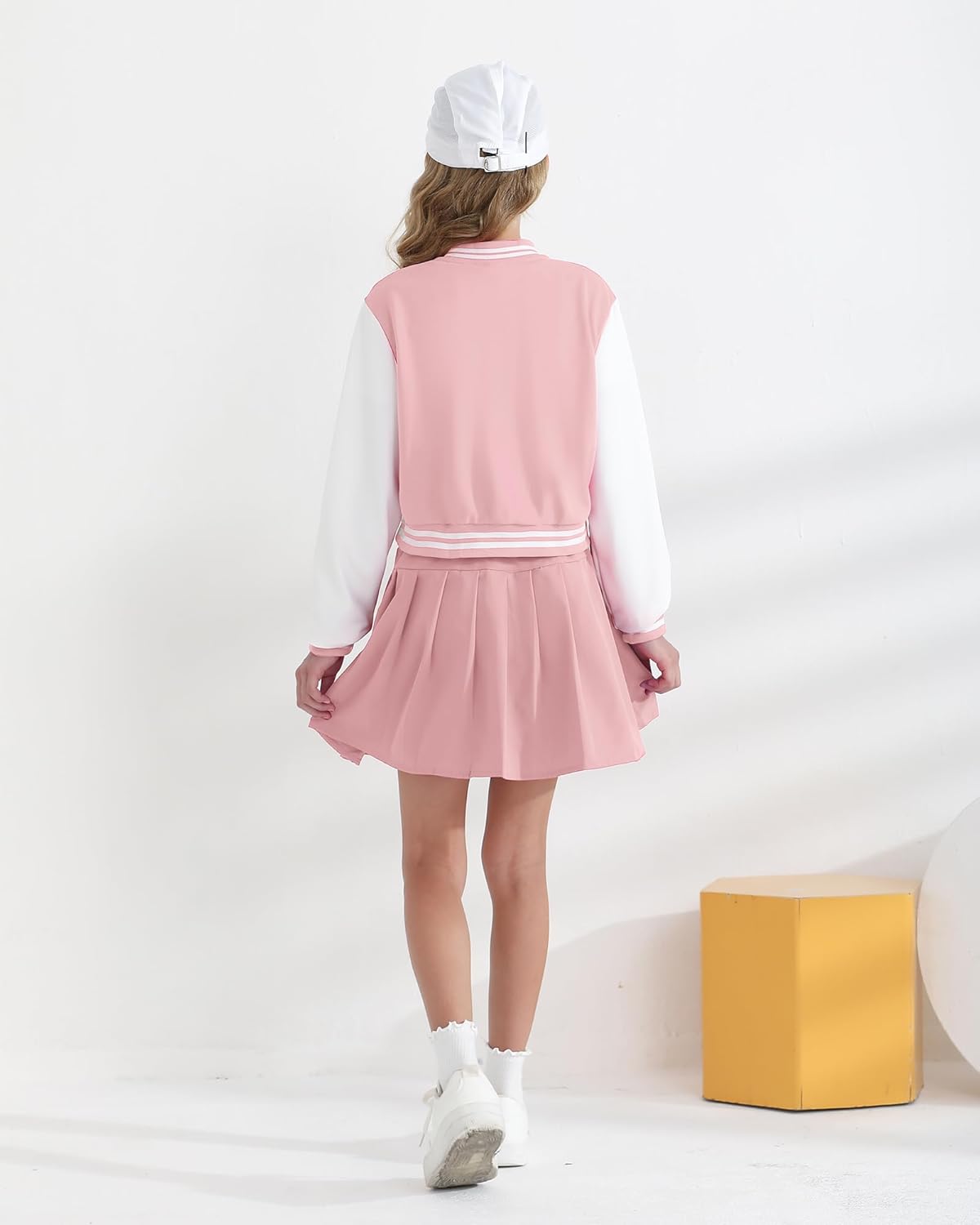Girls 2 Piece Outfits Skirt Set Button up Jacket Sweatshirt and Pleated Mini Skirts Fall Winter Clothes Size 7-14Y