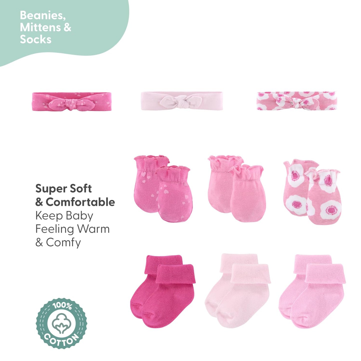 The Peanutshell Baby Girl Clothes & Essentials, Baby Layette Gift Set for Girls, Newborn Girl Gift Sets, Pretty in Pink