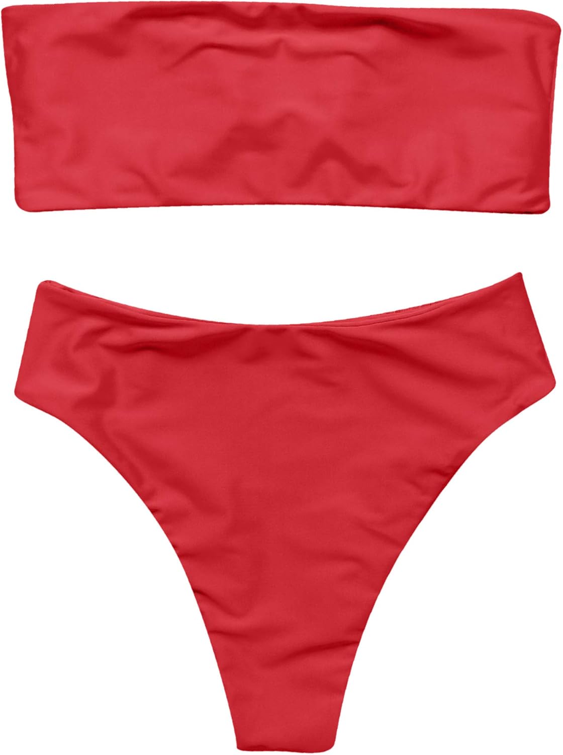OMKAGI Women Bandeau Bikini Swimsuits Cheeky Off Shoulder Bathing Suit