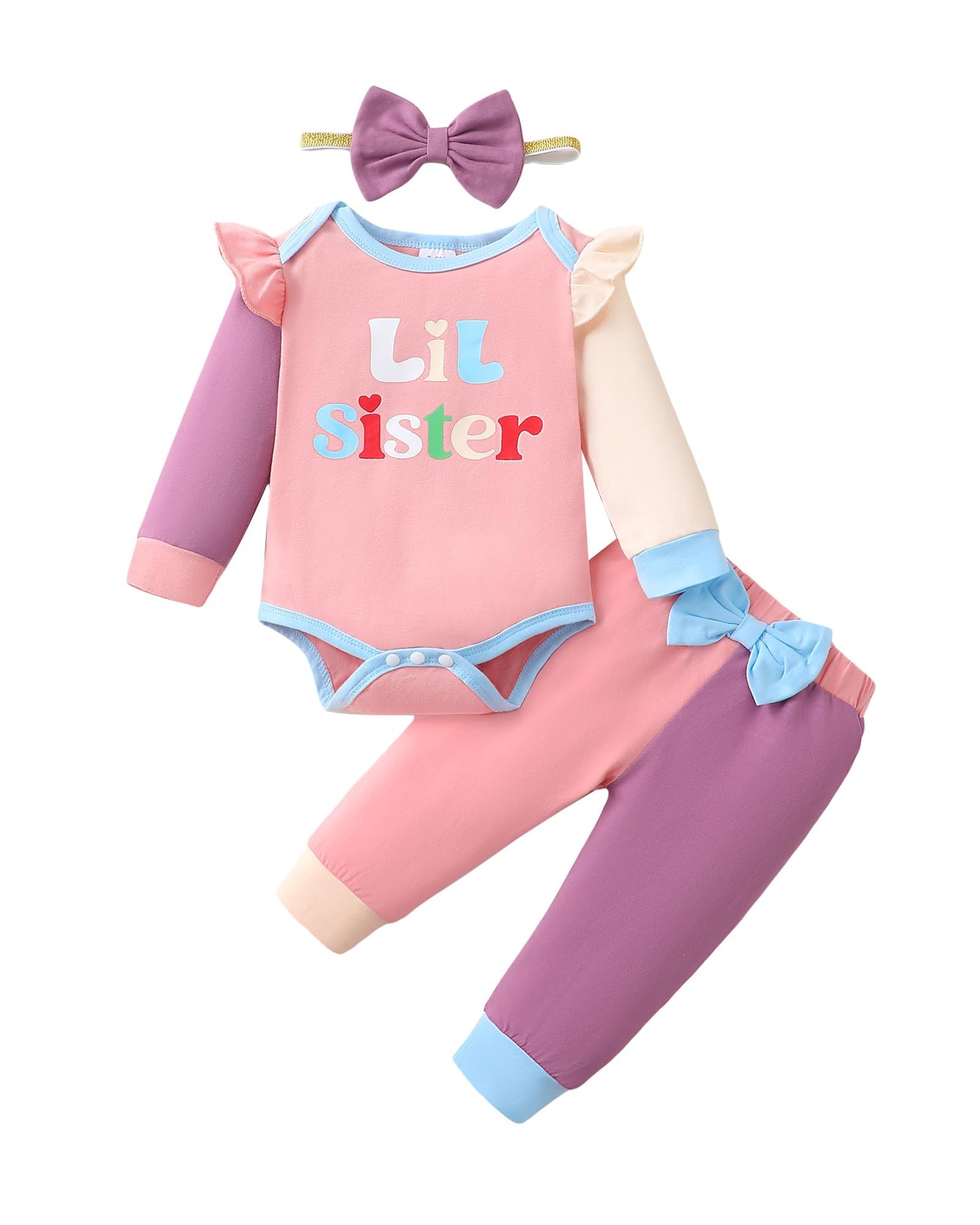 Mioglrie Baby Girl Clothes Newborn Girl Fall Winter Outfits Pants Set Preemie Clothing Headband 0 3 6 12 18 Months
