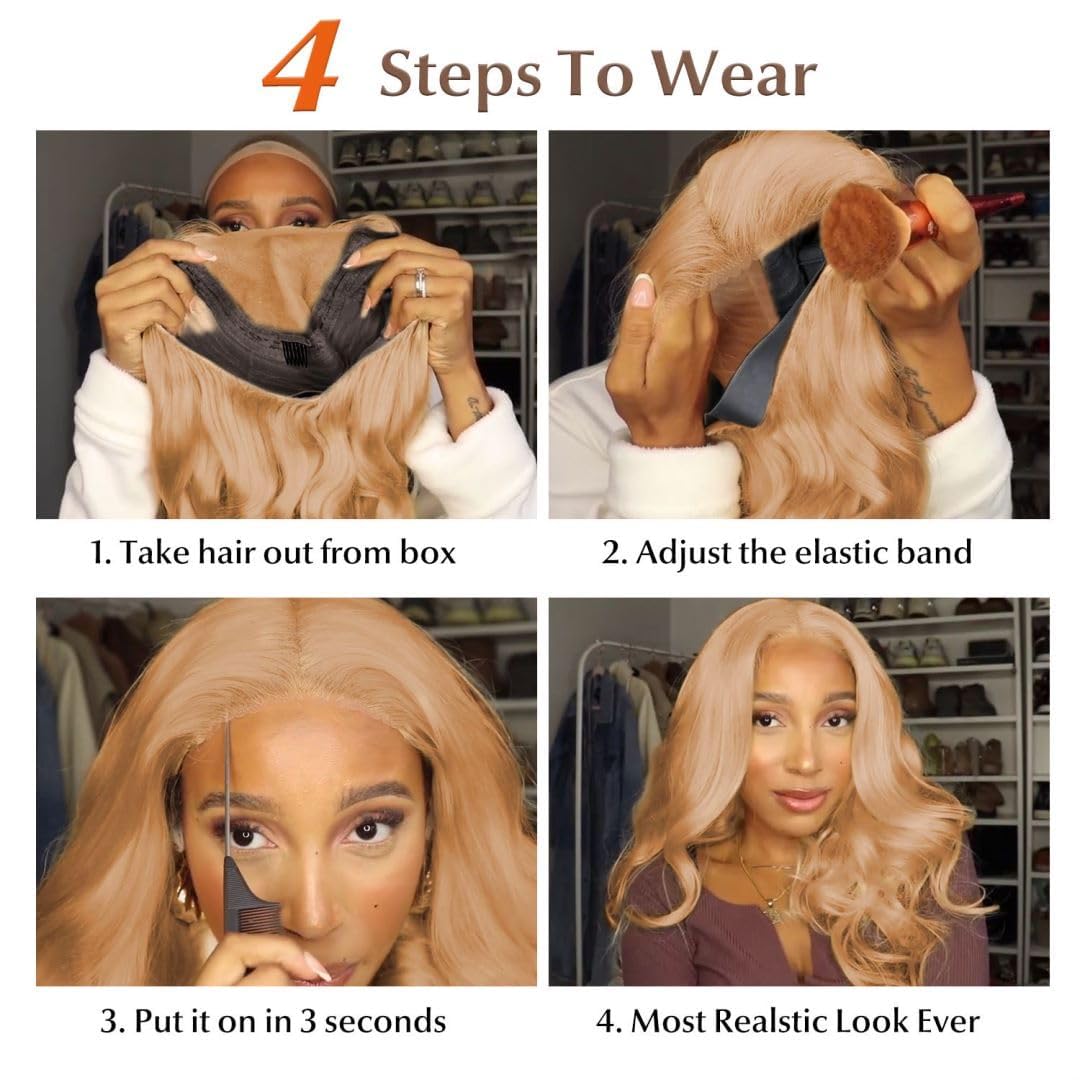MEGOOD 200% Density Reddish Brown Deep Wave Lace Front Wigs Human Hair 13x4 HD Transparent Curly Human Hair Wig Pre Plucked 13X4 Ginger Wig Human Hair Glueless Colored Wigs With Baby Hair 18inch