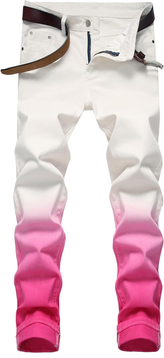 Baylvn Men's Casual Printed Slim Fit Jeans Skinny Denim Pants