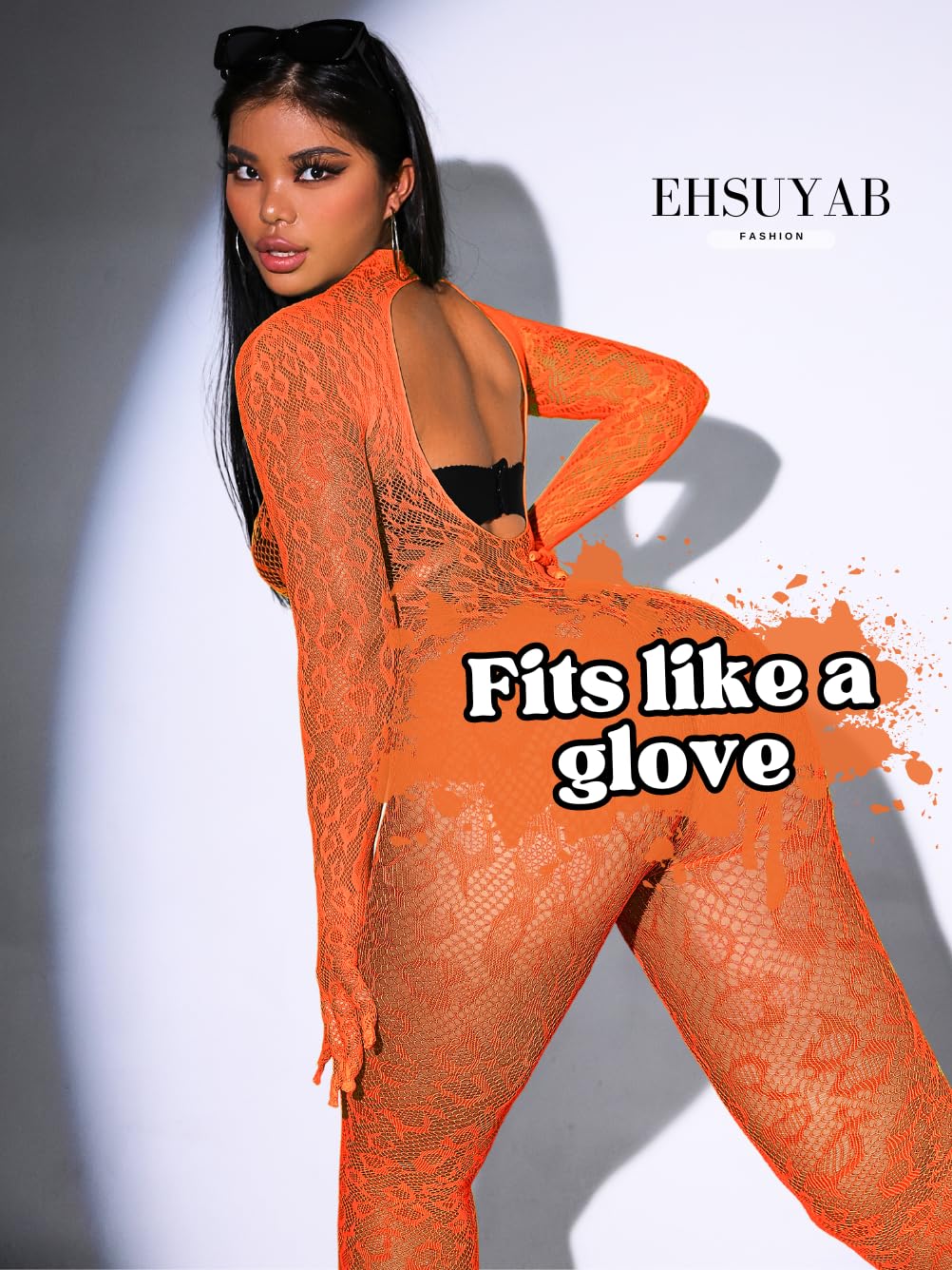 Sexy Lace Leopard Jumpsuit For Women, Fishnet Bodysuit Glow Party Club, Poster One Piece Mesh Full Body Rave Outfits