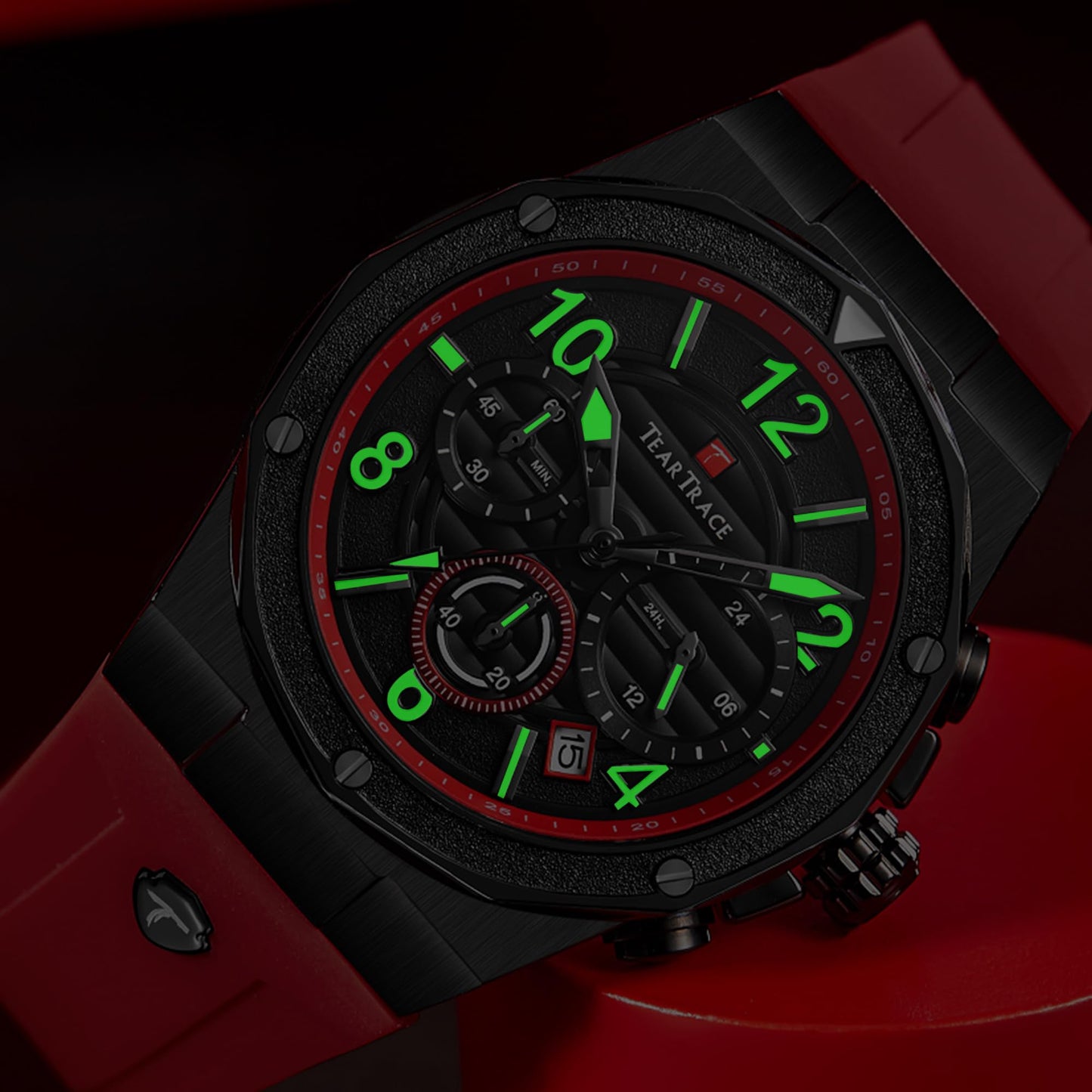 Watches for Men Analog Quartz Waterproof Sport Men’s Watch Tonneau Chronograph Luminous Fashionable Unique Casual Watch with Silicone Strap