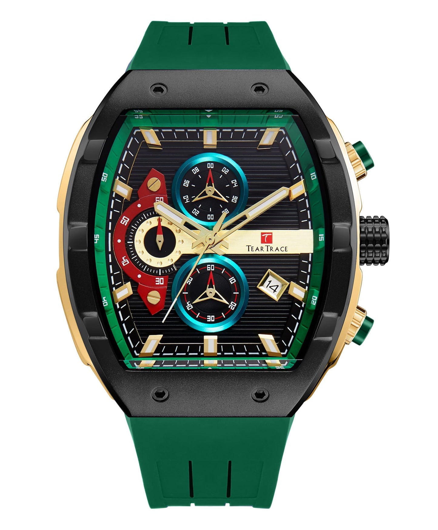 Watches for Men Analog Quartz Waterproof Sport Men’s Watch Tonneau Chronograph Luminous Fashionable Unique Casual Watch with Silicone Strap