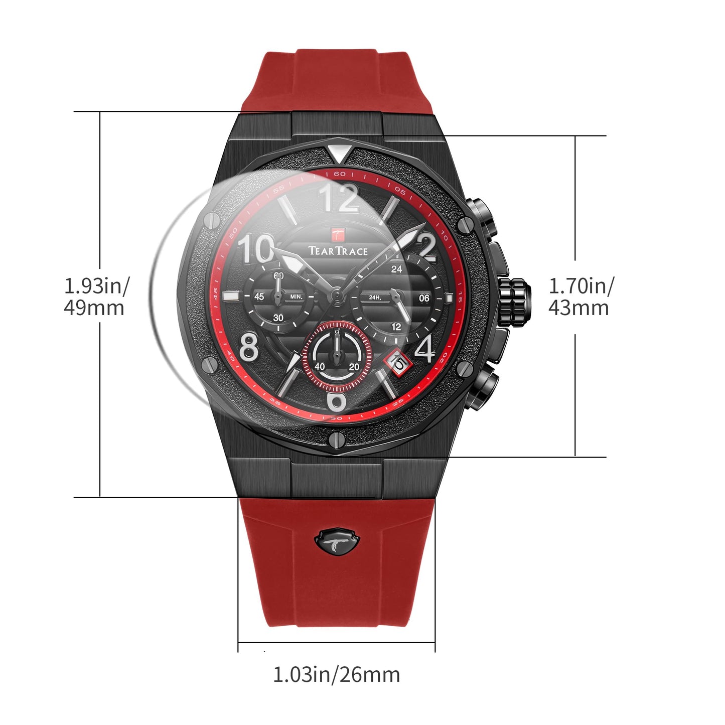 Watches for Men Analog Quartz Waterproof Sport Men’s Watch Tonneau Chronograph Luminous Fashionable Unique Casual Watch with Silicone Strap