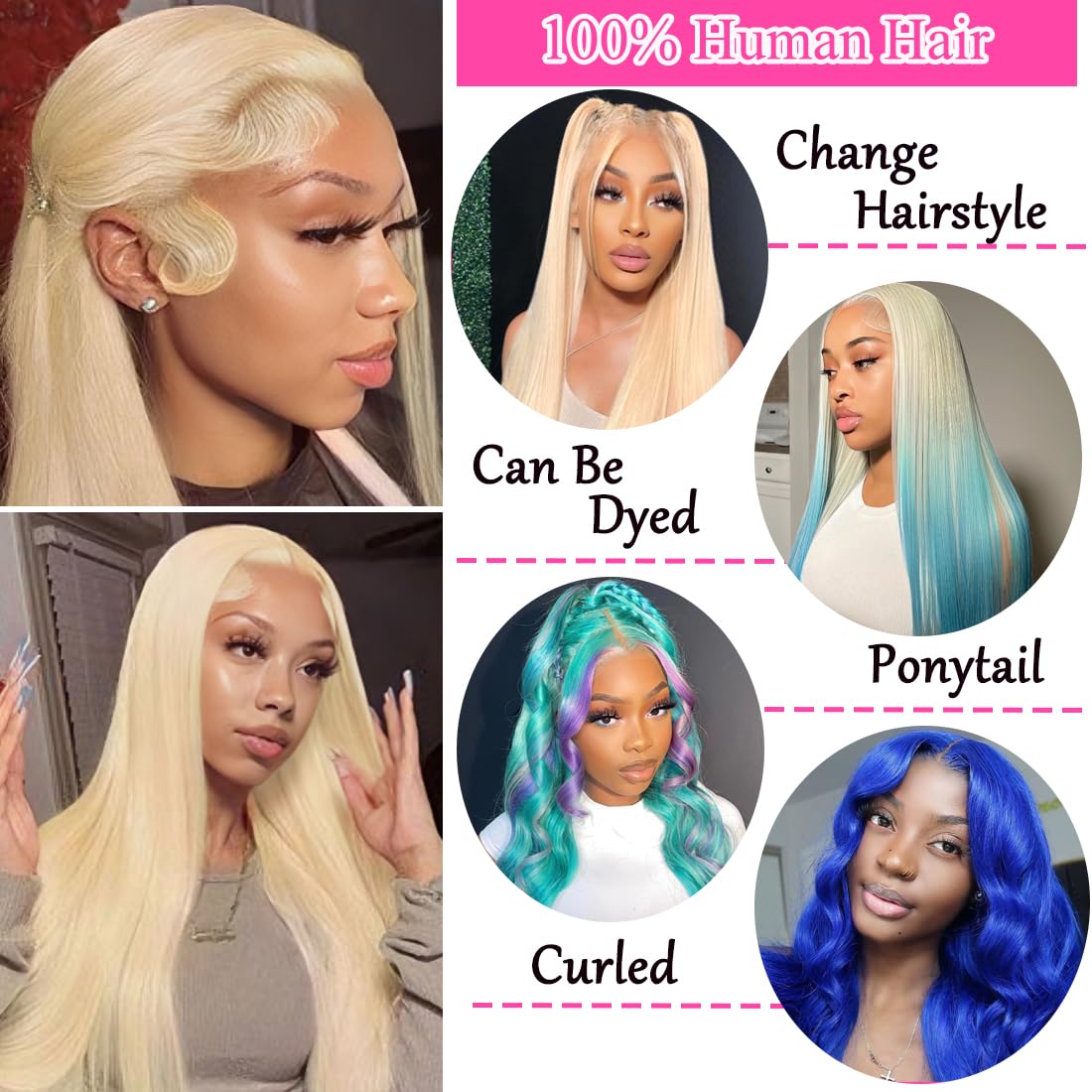 30 Inch 613 Lace Front Wig Human Hair Blonde 13X6 HD Transparent Lace Front Wigs Human Hair 180% Density Blonde Glueless Wigs 613 HD Straight Lace Frontal Wig Pre Plucked