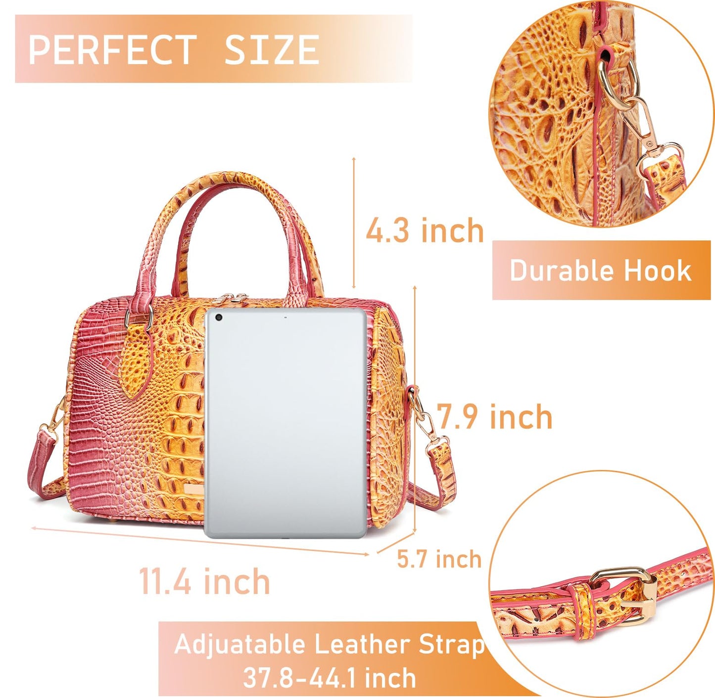 Top-Handle Crocodile Purses For Women Crossbody Leather Bags Trendy Large Capacity Tote with Shoulder Strap
