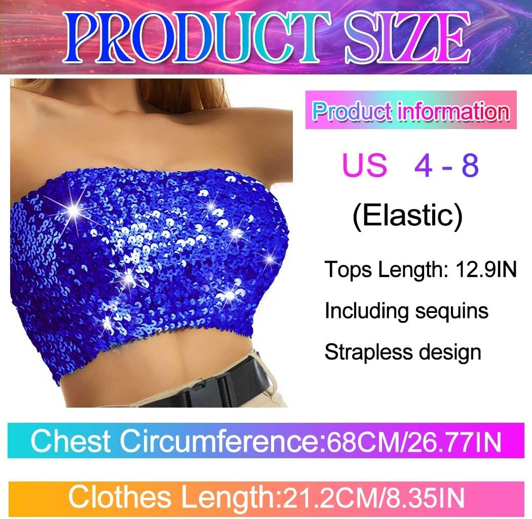 Nicute Sequin Tube Top Sparkly Crop Tops for Women