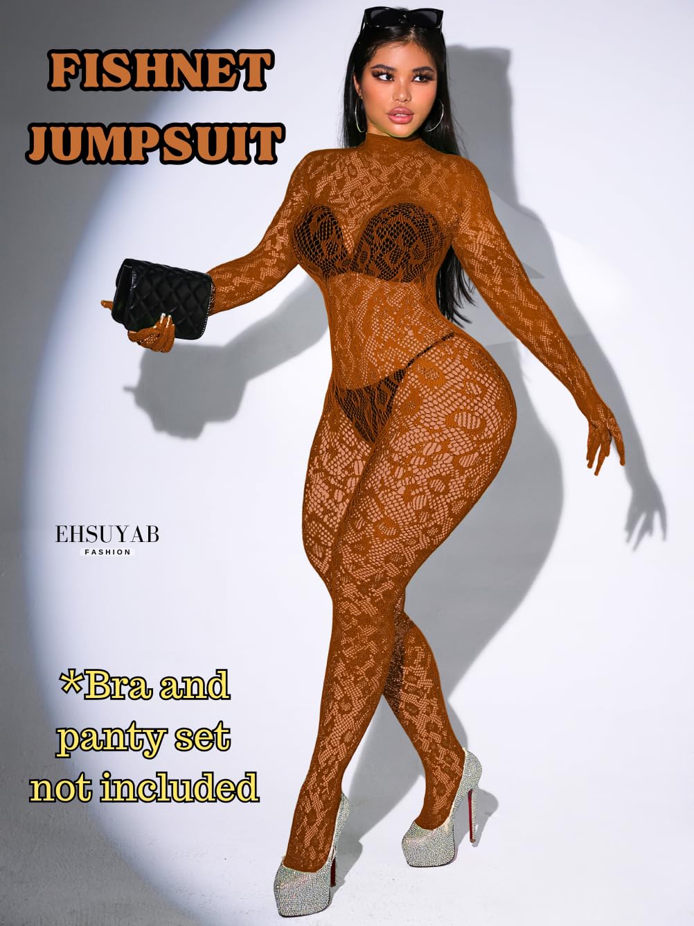 Sexy Lace Leopard Jumpsuit For Women, Fishnet Bodysuit Glow Party Club, Poster One Piece Mesh Full Body Rave Outfits