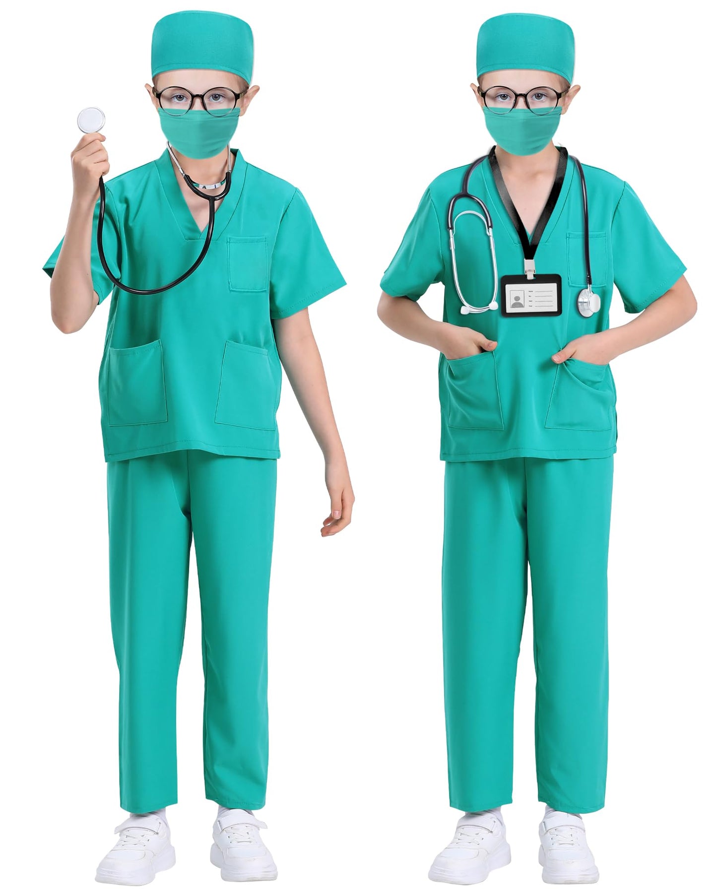 ICECUTE Doctor Costume for Kids Scrubs with Accessories,7Pcs Toddler Halloween Costume for Boy Girls,3-11 Years