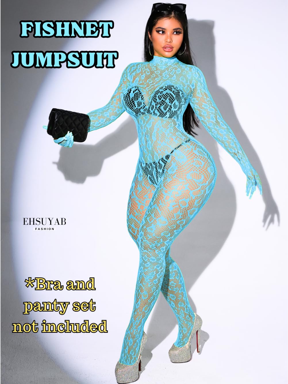 Sexy Lace Leopard Jumpsuit For Women, Fishnet Bodysuit Glow Party Club, Poster One Piece Mesh Full Body Rave Outfits