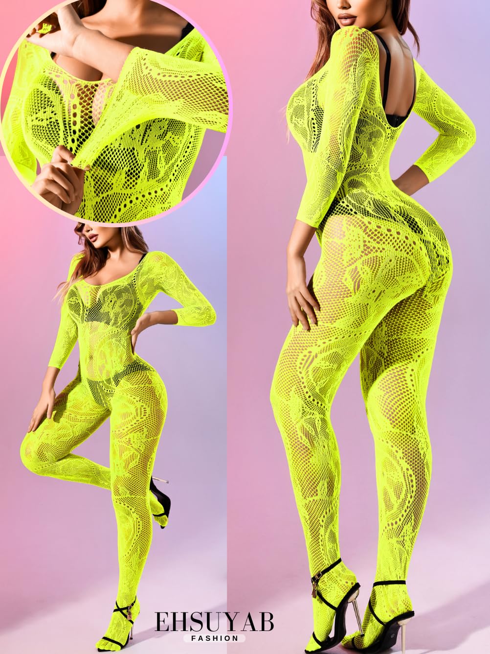 Women Sexy Body Stockings, Fishnet Bodysuit Glow Party Rave, Exotic Dancer Wear Fishnets Lingerie Outfits Plus Size