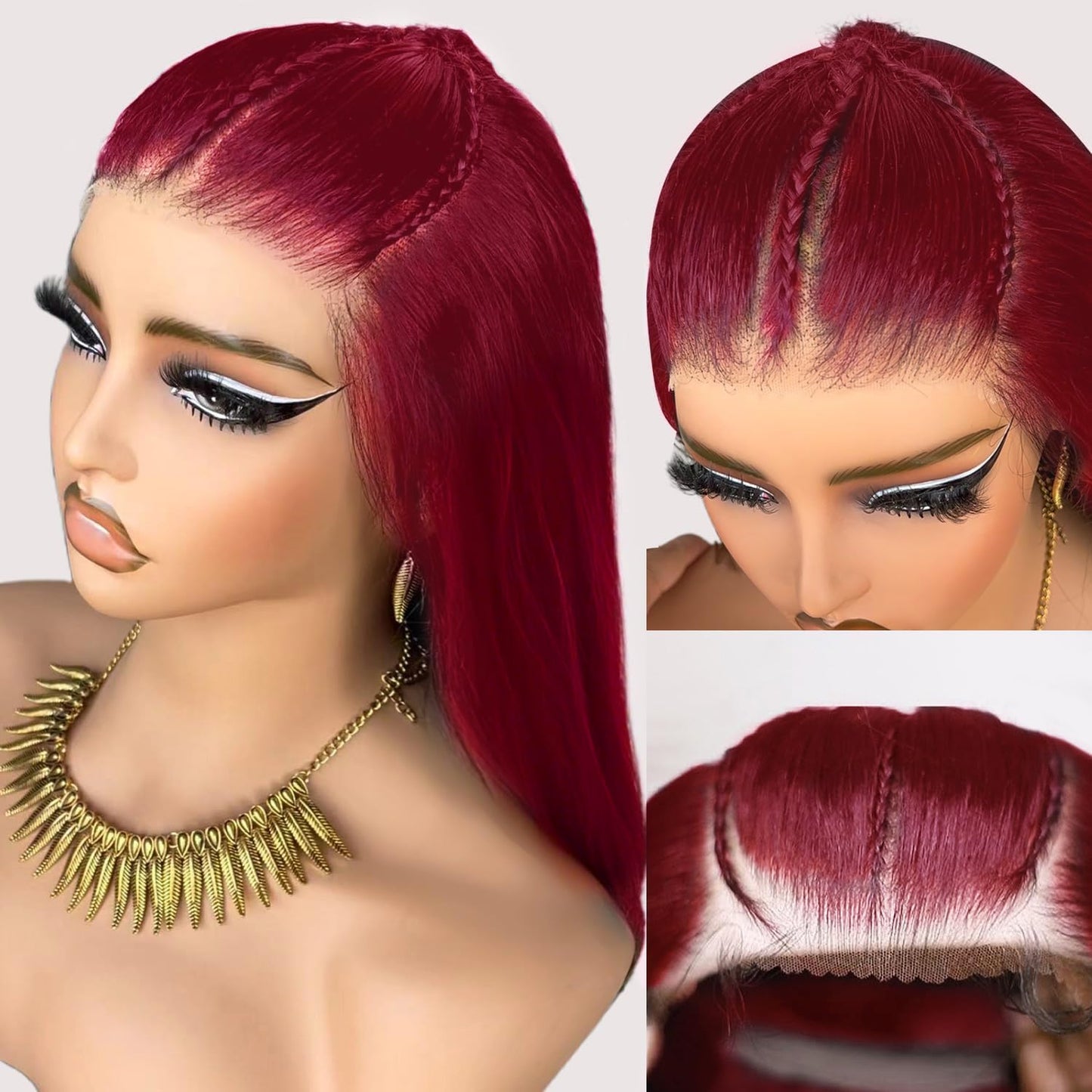 MEGOOD 200% Density Reddish Brown Deep Wave Lace Front Wigs Human Hair 13x4 HD Transparent Curly Human Hair Wig Pre Plucked 13X4 Ginger Wig Human Hair Glueless Colored Wigs With Baby Hair 18inch