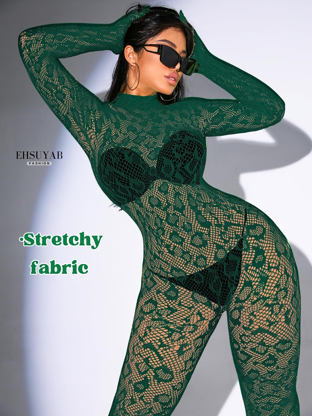 Sexy Lace Leopard Jumpsuit For Women, Fishnet Bodysuit Glow Party Club, Poster One Piece Mesh Full Body Rave Outfits