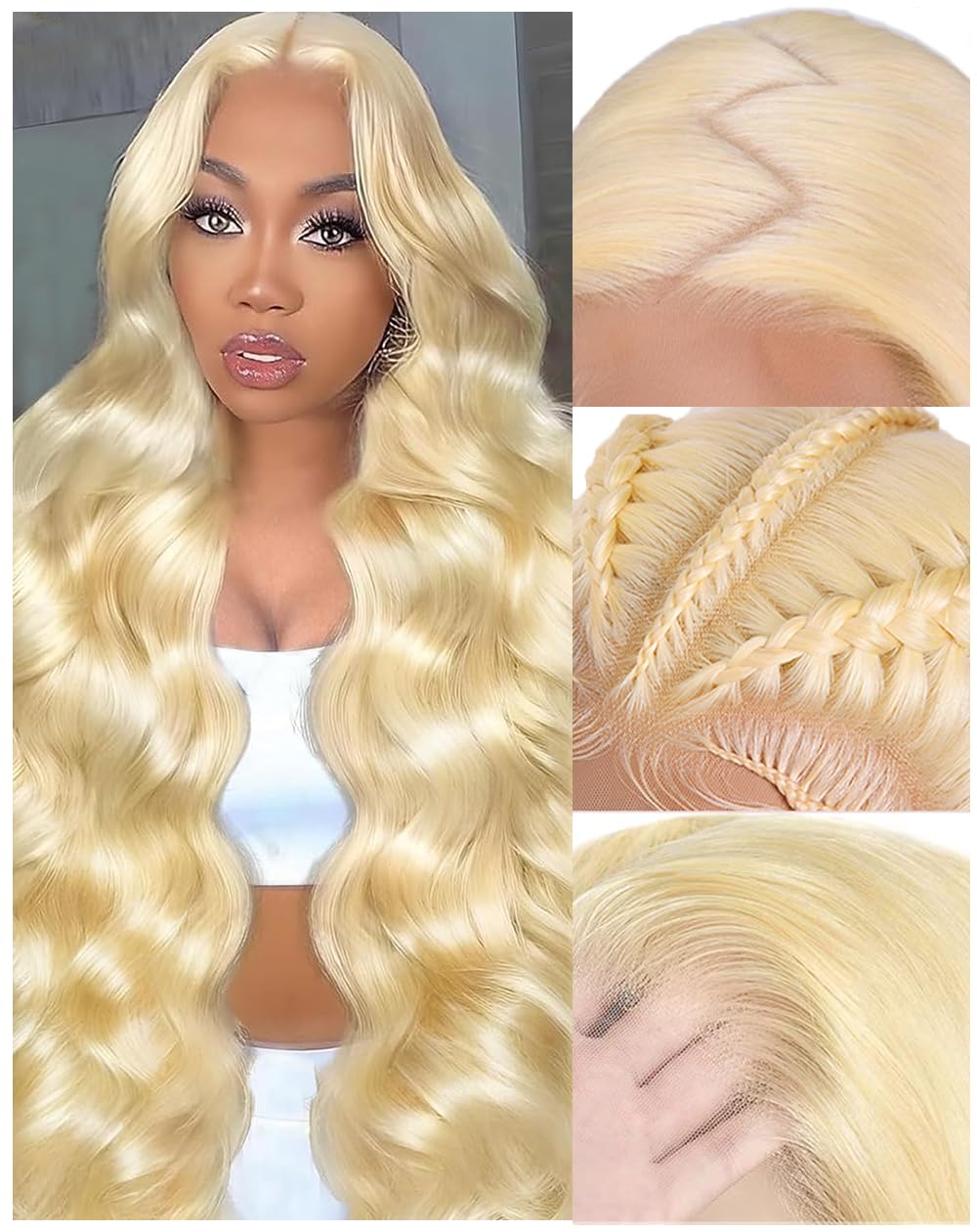 613 13x6 Lace Front Wig Human Hair 30 Inch 100% Real Blonde Wig Human Hair Body Wave HD Lace Front Wigs Human Hair 200 Density Easily Stained No Tangle Minimal Shedding Longer Life
