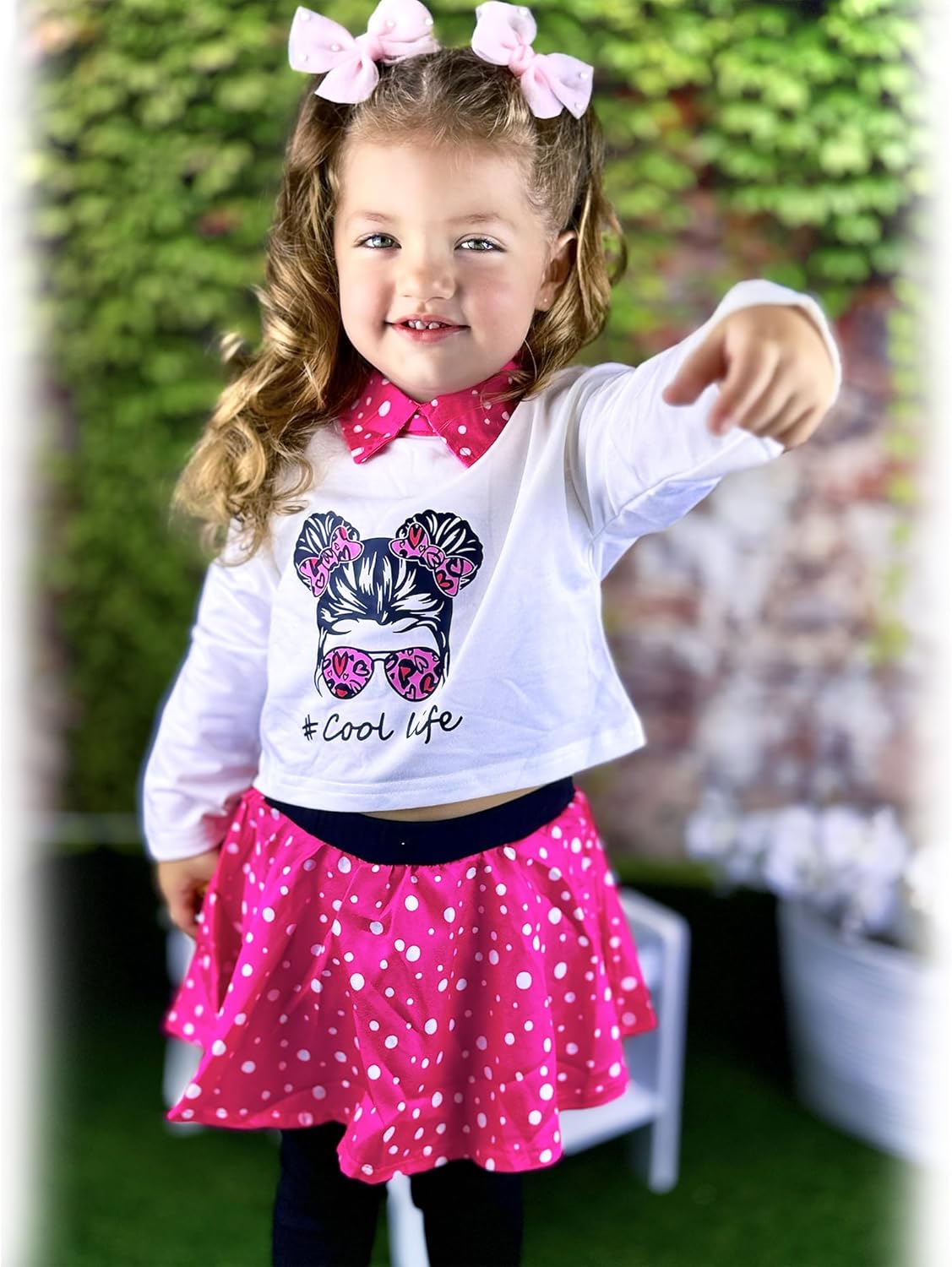 HINTINA Toddler Little Girl Letter Print Sweatshirt Top Plaid Skirt Pants Fall Winter Outfits