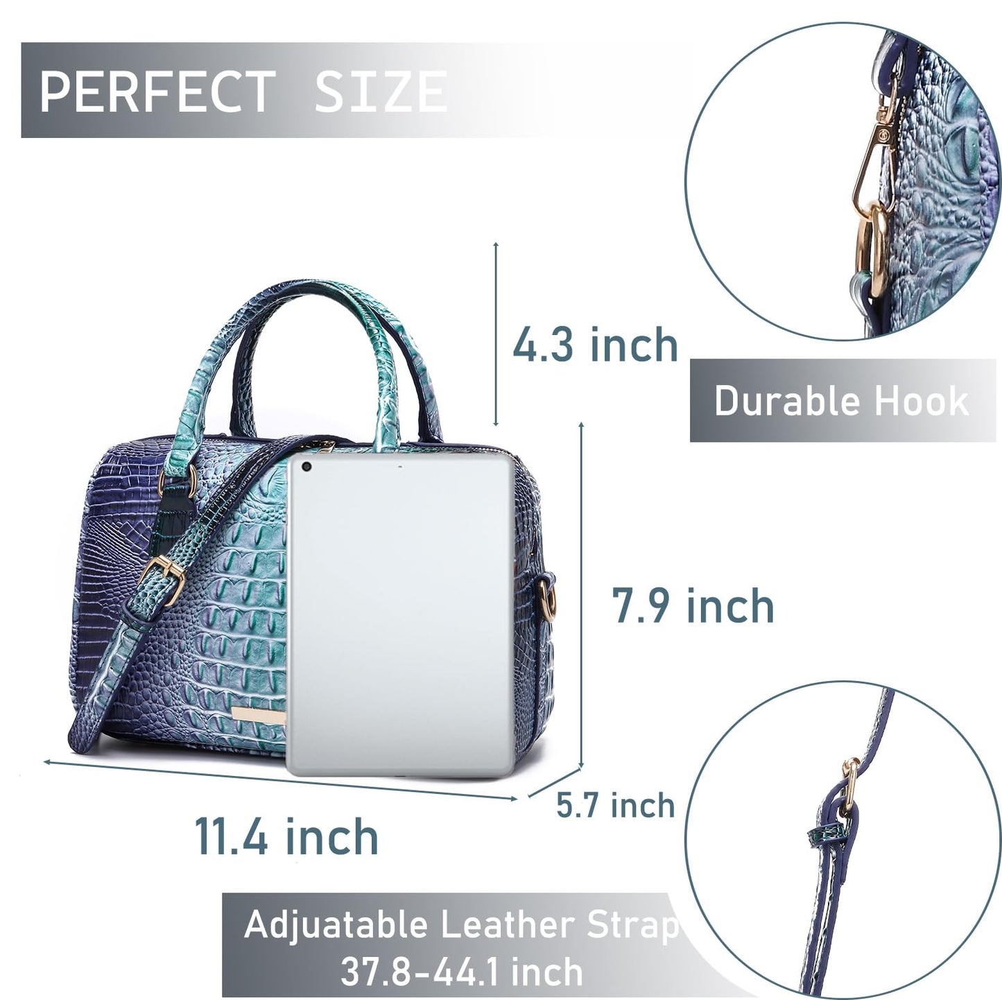 Top-Handle Crocodile Purses For Women Crossbody Leather Bags Trendy Large Capacity Tote with Shoulder Strap