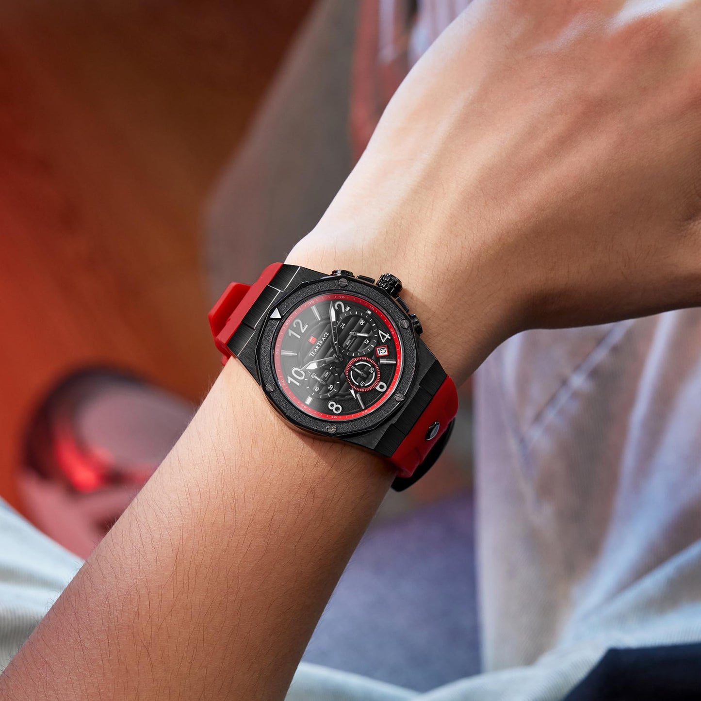 Watches for Men Analog Quartz Waterproof Sport Men’s Watch Tonneau Chronograph Luminous Fashionable Unique Casual Watch with Silicone Strap