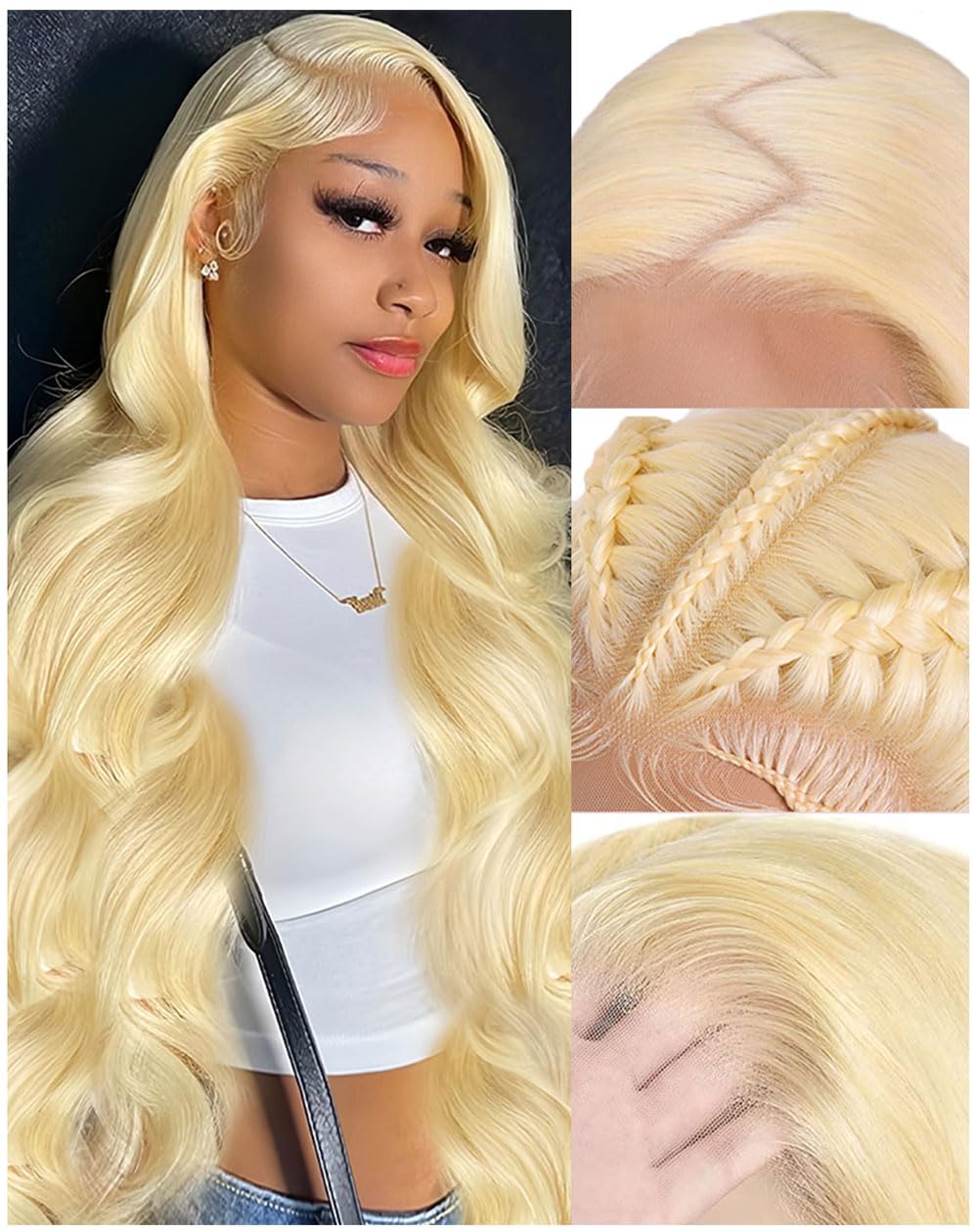 613 13x6 Lace Front Wig Human Hair 30 Inch 100% Real Blonde Wig Human Hair Body Wave HD Lace Front Wigs Human Hair 200 Density Easily Stained No Tangle Minimal Shedding Longer Life