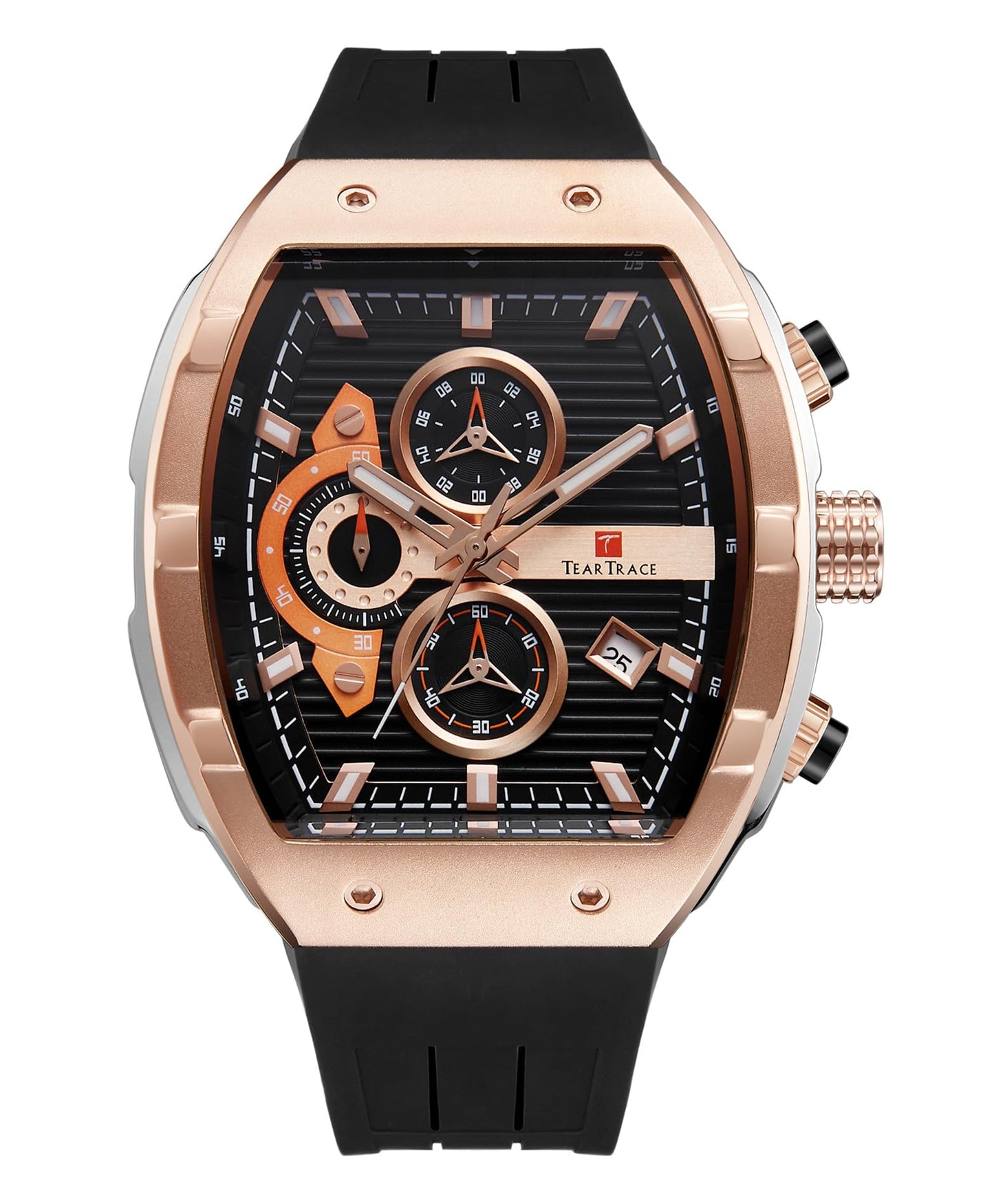 Watches for Men Analog Quartz Waterproof Sport Men’s Watch Tonneau Chronograph Luminous Fashionable Unique Casual Watch with Silicone Strap