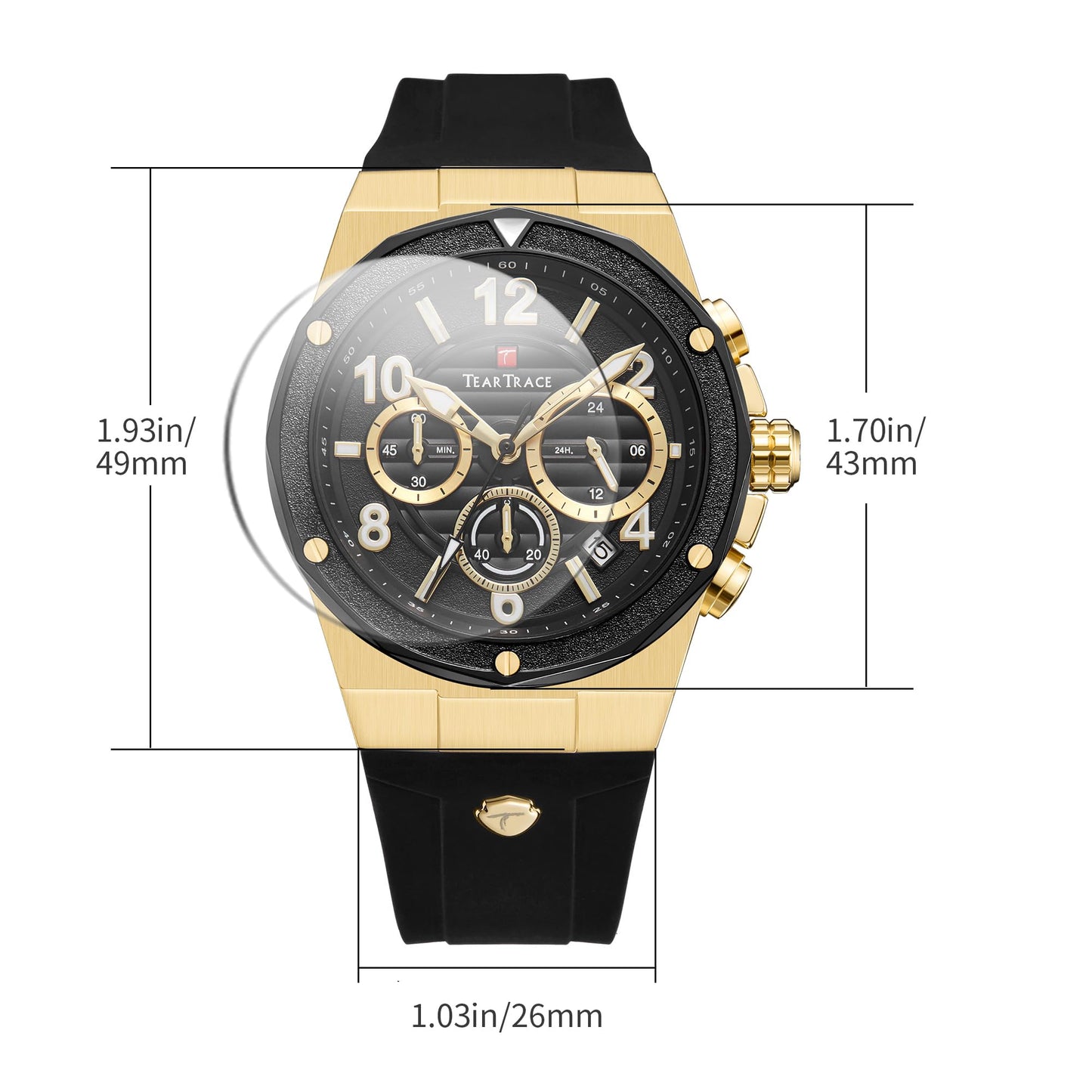Watches for Men Analog Quartz Waterproof Sport Men’s Watch Tonneau Chronograph Luminous Fashionable Unique Casual Watch with Silicone Strap