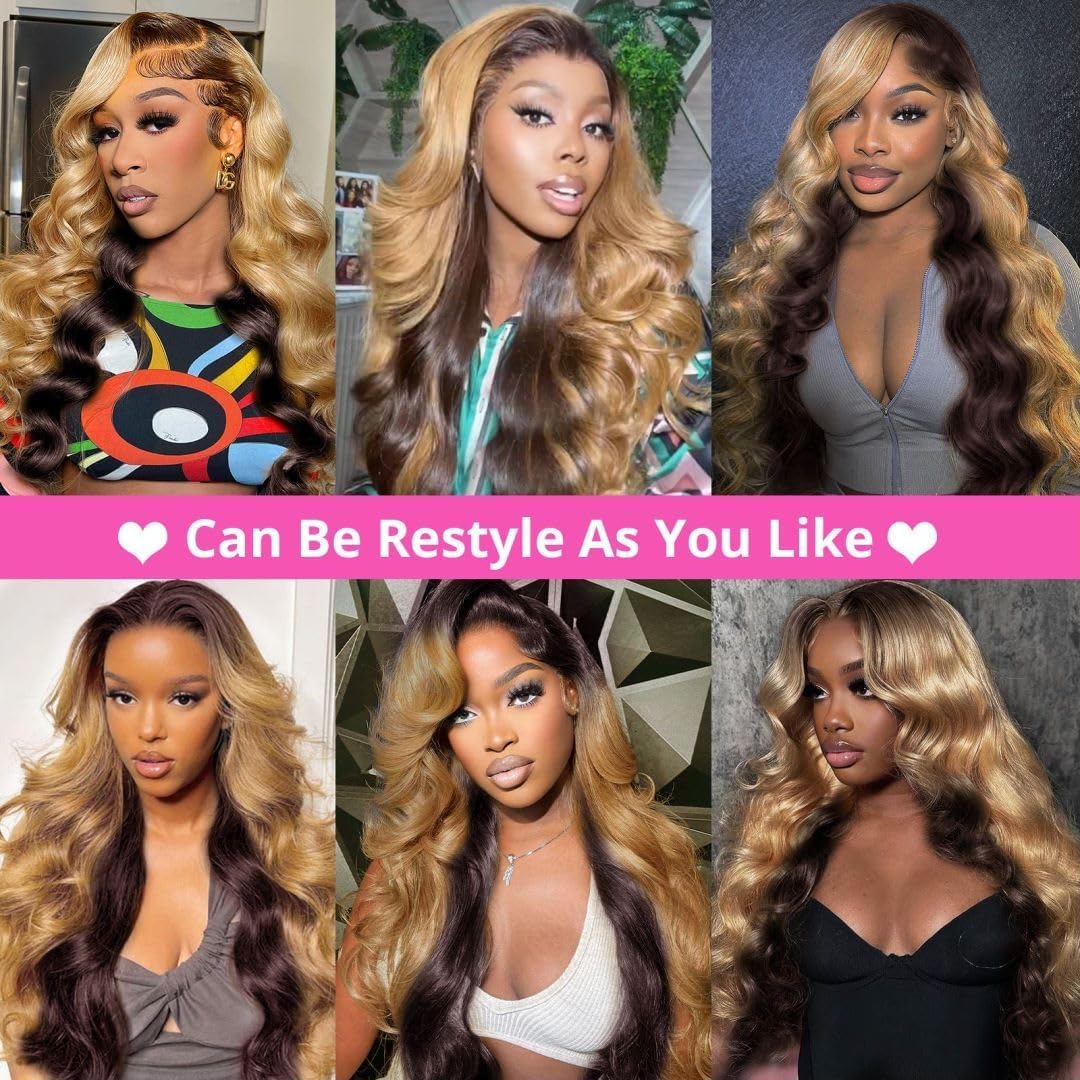 MEGOOD 200% Density Reddish Brown Deep Wave Lace Front Wigs Human Hair 13x4 HD Transparent Curly Human Hair Wig Pre Plucked 13X4 Ginger Wig Human Hair Glueless Colored Wigs With Baby Hair 18inch