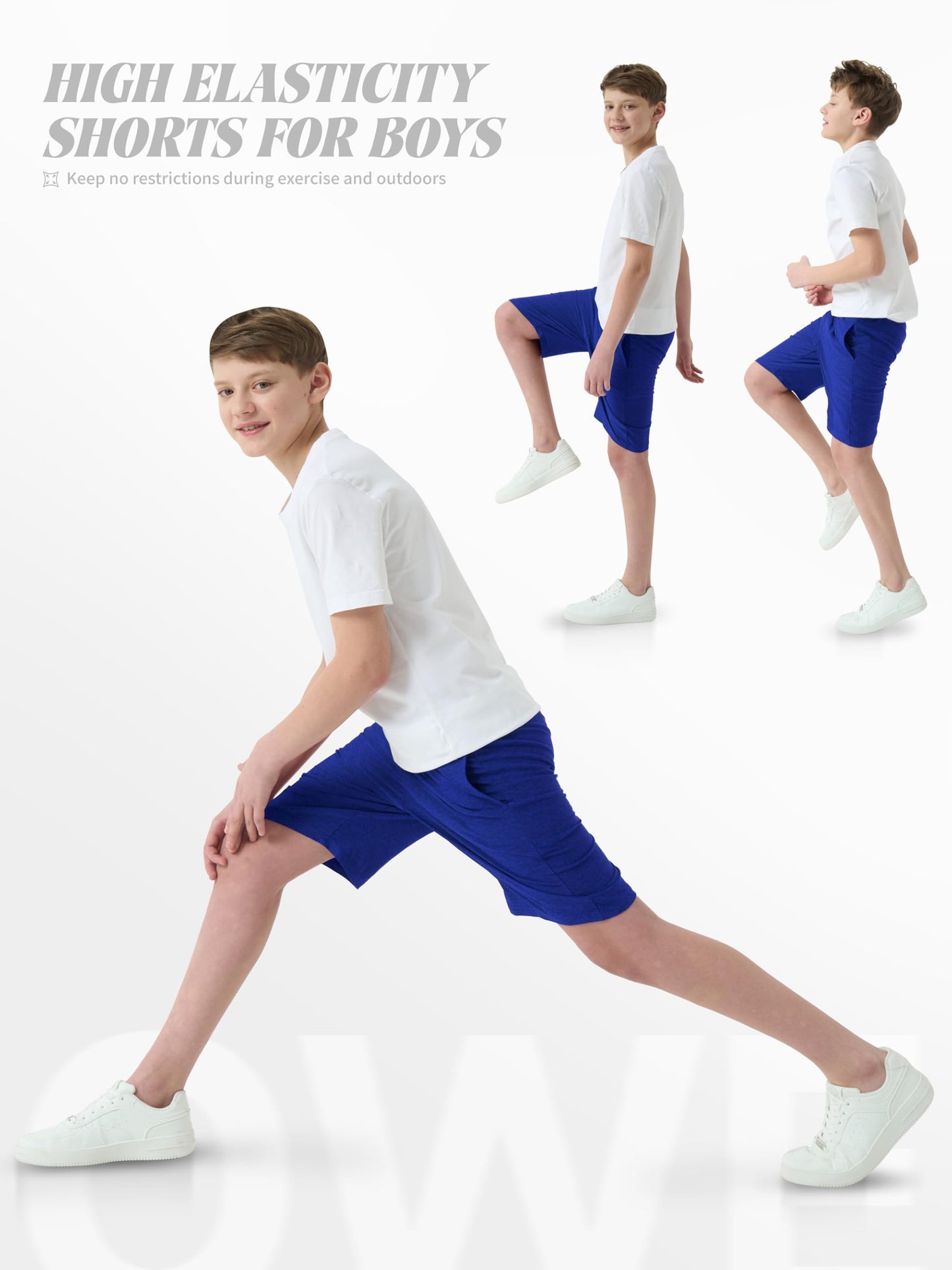 QWE 5 Pack Boys Athletic Shorts Kids Youth Basketball with Pockets Dry-Fit Active Soccer Gym Shorts