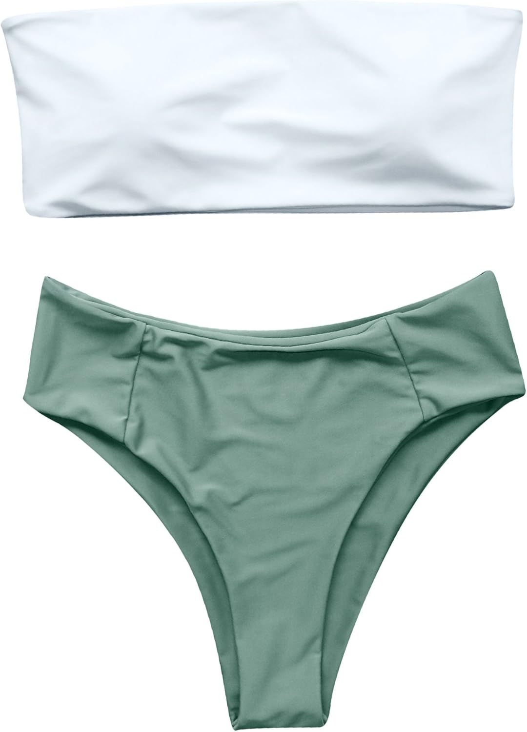 OMKAGI Women Bandeau Bikini Swimsuits Cheeky Off Shoulder Bathing Suit